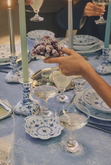 A Christmas table set with all Royal Copenhagen products